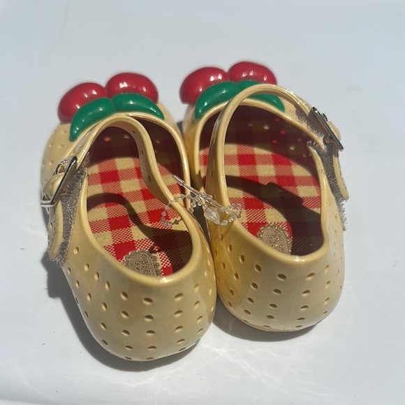 Kids Yellow Mary Jane Shoes with Cherry Design - Picture 3 of 4